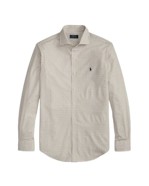 Polo Ralph Lauren White Embroidered Plaid Shirt for men