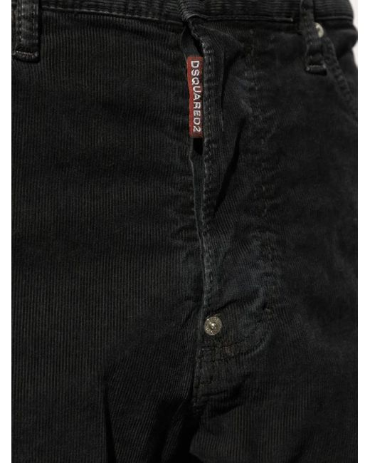 DSquared² Black Corduroy Slim-Cut Jeans for men