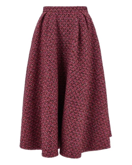 Alessandra Rich Tweed Midi-Rok Met Pailletten in het Purple