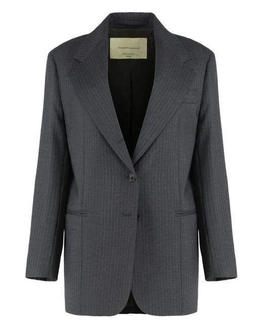 Weekend by Maxmara Black Pinstripe Wool Blazer