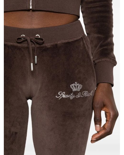 Sporty & Rich Brown X Juicy Couture Rhinestone-Embellished Track Pants