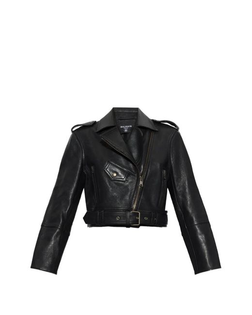 Balmain Black Belted Biker Jacket