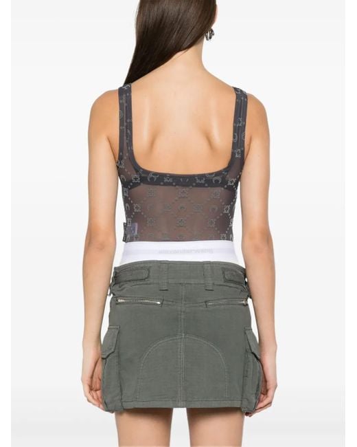 MARINE SERRE Gray Moonogram Bodysuit