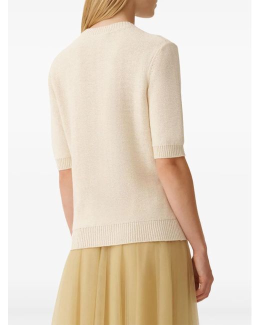 Fabiana Filippi Natural Sequin-Embellished T-Shirt