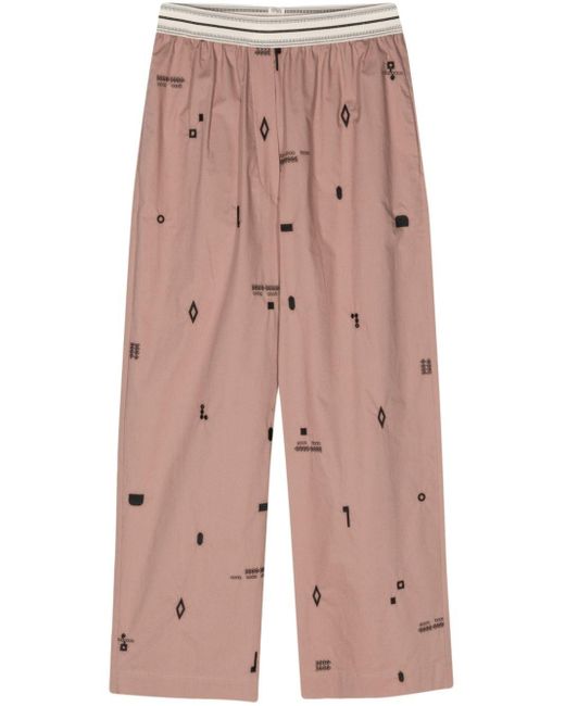 Alysi Embroidered Cotton Trousers