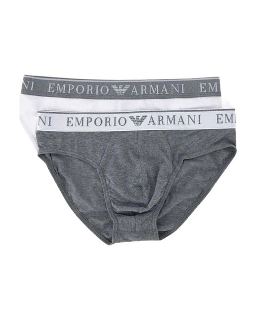 Emporio Armani Twee Slips Met Logoband in het Gray voor heren