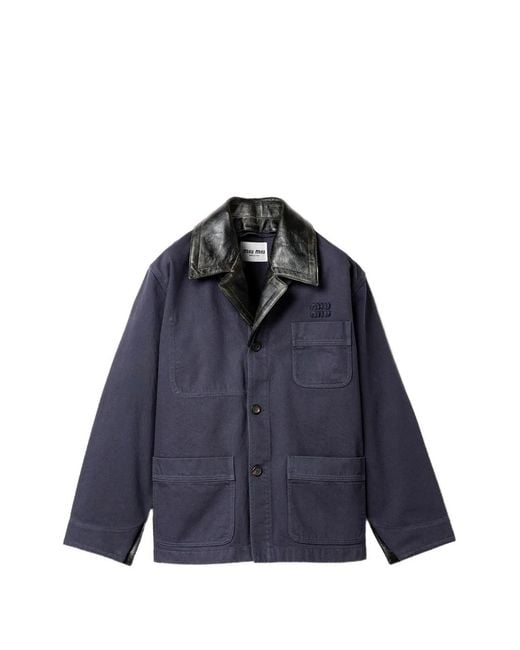 Miu Miu Blue Single-Breasted Jacket