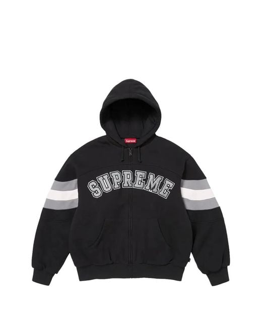 Supreme Black Logo-Detail Zip-Up Hoodie for men