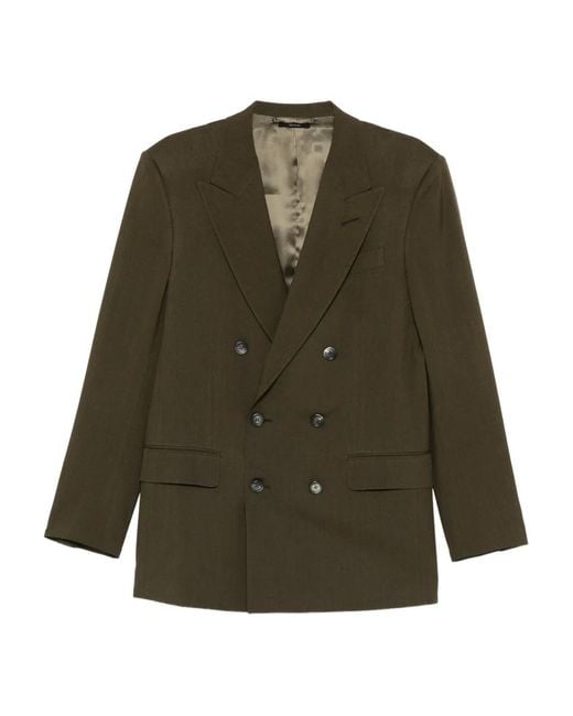 Tom Ford Green Peak-Lapel Double-Breasted Blazer for men
