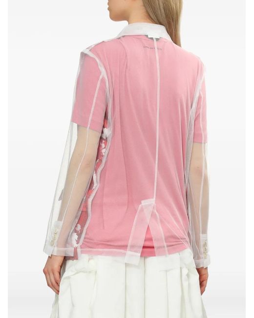 Comme des Garçons Pink Printed Sheer Blazer