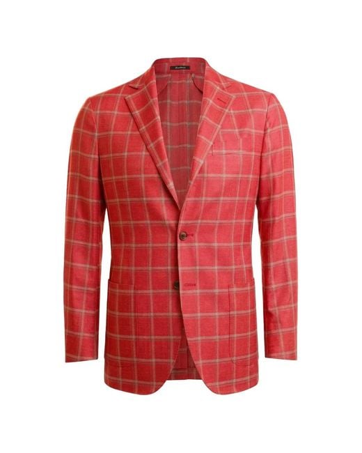 Sartorio Napoli Red Windowpane-Check Blazer for men