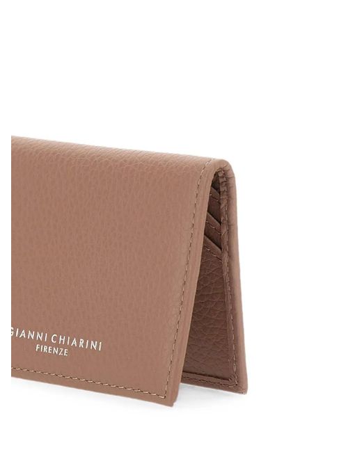 Gianni Chiarini Brown Dollaro Pebbled Leather Card Holder