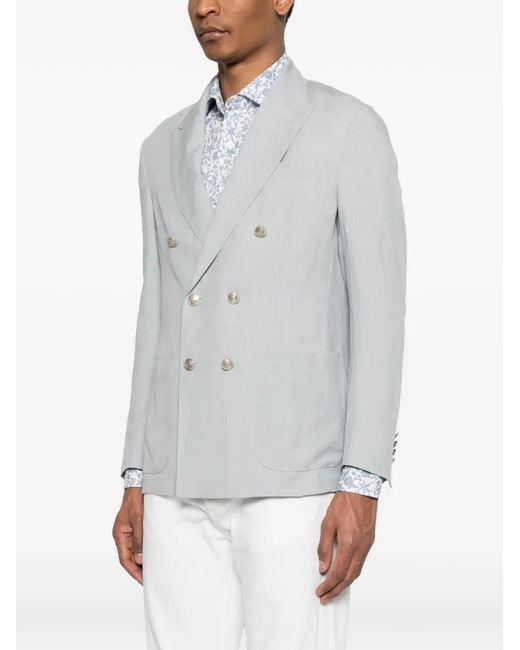 Eleventy White Double-Breasted Chest-Pocket Jacket for men