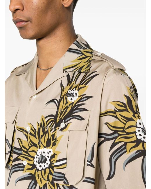 Prada Overhemd Met Bloemenprint in het Natural voor heren
