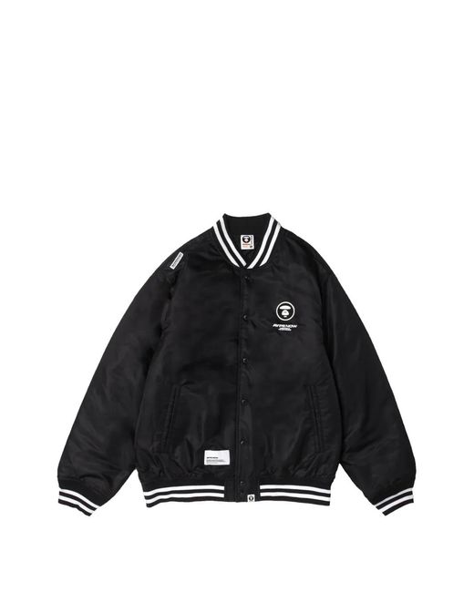 Aape By A Bathing Ape Black Moonface Patch Bomber Jacket for men