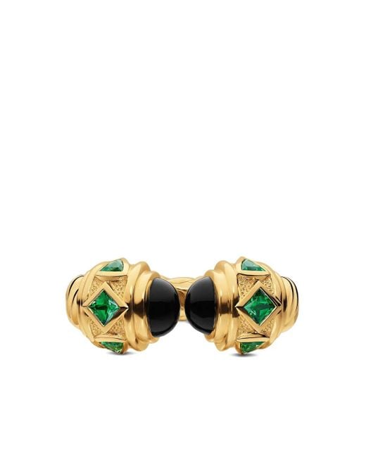 David Yurman Metallic 18K Renaissance Onyx And Tsavorite Ring