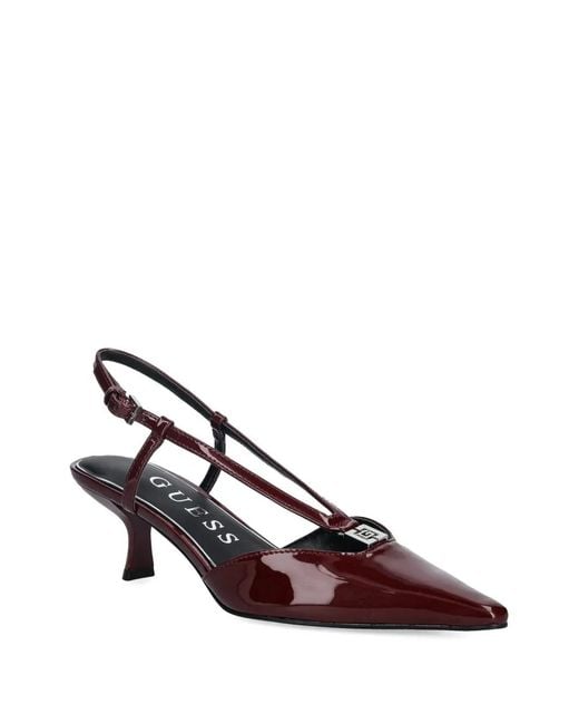 Guess Brown Pointed-Toe Strap Heeled Pumps