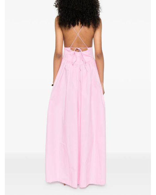Adriana Degreas Pink V-Neck Straps Maxi Dress