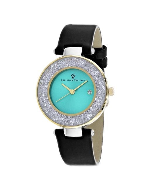Christian Van Sant Blue Dazzle 34Mm Watch