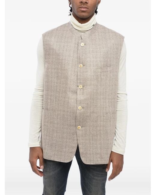 Corneliani White Mandarin-Collar Silk Waistcoat for men