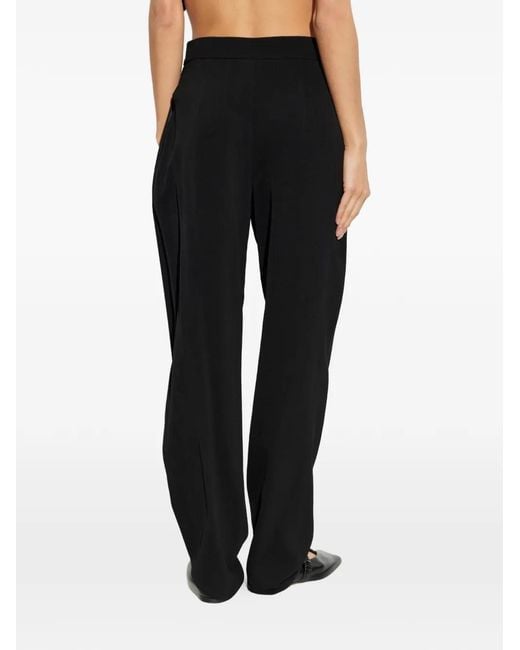 Emporio Armani Black Pleated Straight-Leg Trousers