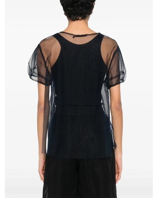 Susanne Bommer Gray Sheer Short-Sleeve T-Shirt