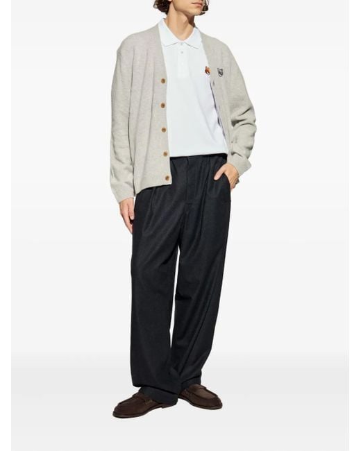 Maison Kitsuné White Logo-Patch Cardigan for men
