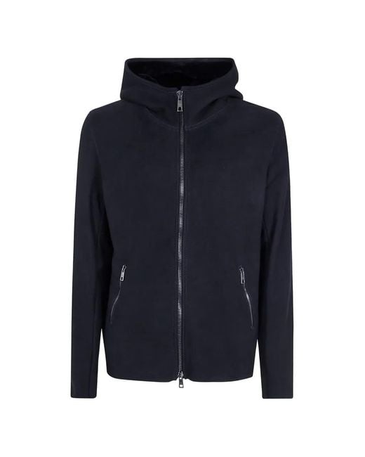 Giorgio Brato Blue Suede Hooded Jacket for men