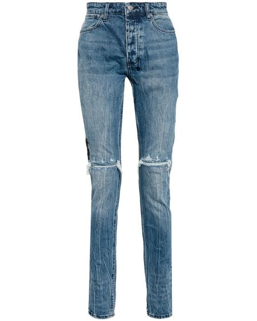 Ksubi Blue Distressed Straight-Leg Jeans for men