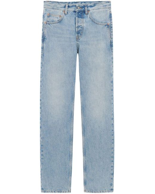 Saint Laurent Blue Ausgeblichene Straight-Leg-Jeans