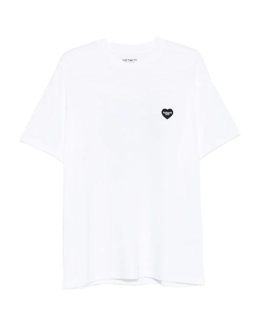Carhartt White Logo Cotton T-Shirt for men