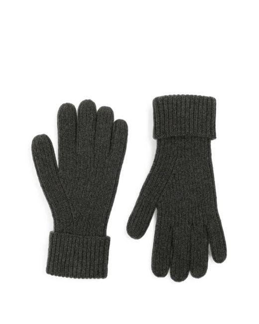 N.Peal Cashmere Black Ribbed-Knit Cashmere Gloves for men