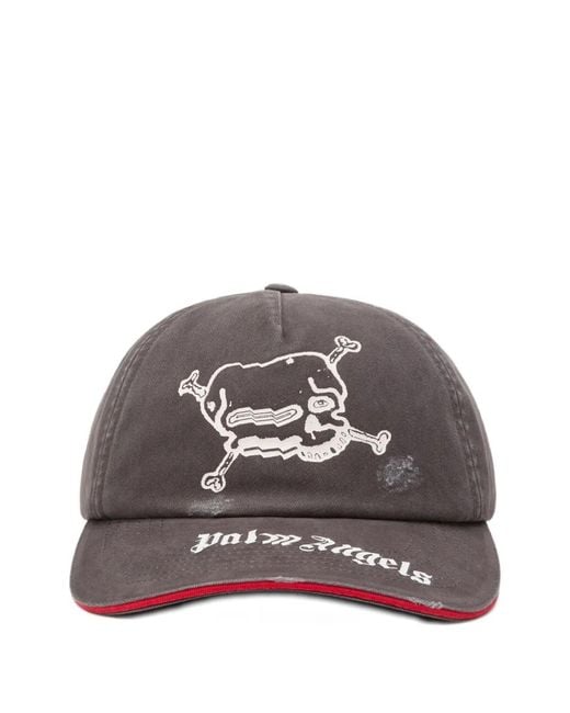 Palm Angels Gray Skull Logo Cap for men
