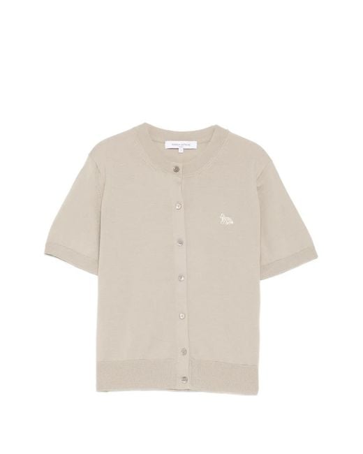 Maison Kitsuné White Baby Fox Short-Sleeve Cardigan