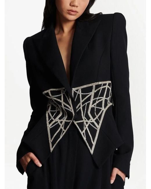 Balmain Black Double-Breasted Wool Blazer