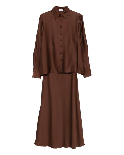 Silkylicious Brown Silk Maxi Skirt (Set Of Two)