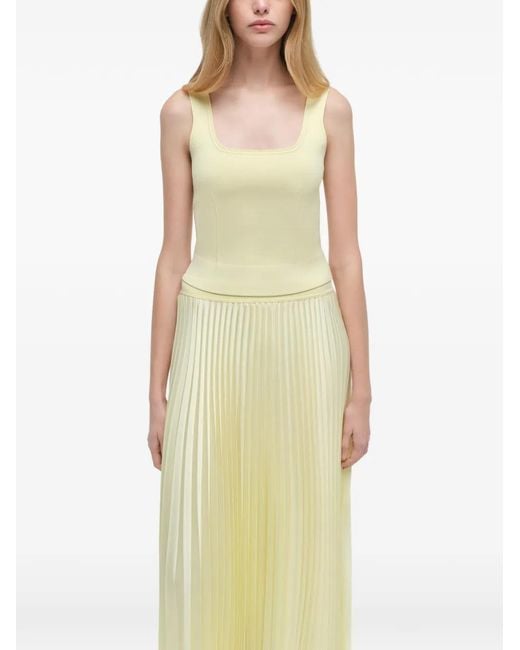 Jonathan Simkhai Yellow Pleated Midi Skirt