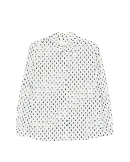 MAISON 123 White Geometric-Print Long-Sleeve Shirt