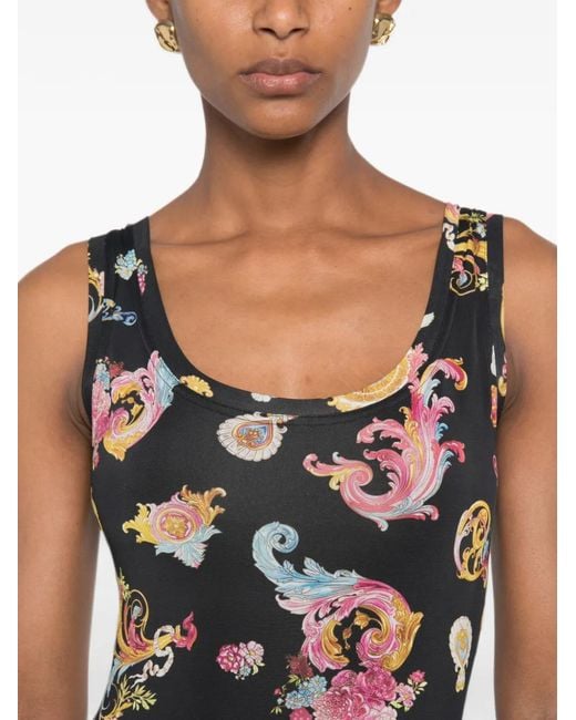 Versace Jeans Couture White Baroque-Print Sleeveless Midi Dress