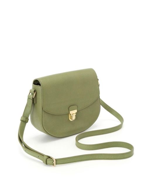 Agnes B. Green Foldover-top Leather Crossbody Bag