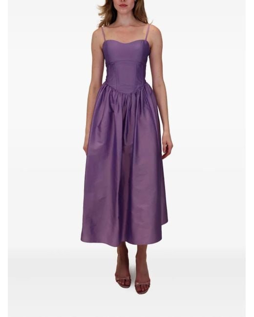 Azeeza Purple Naina Corset-Lace-Up Midi Dress