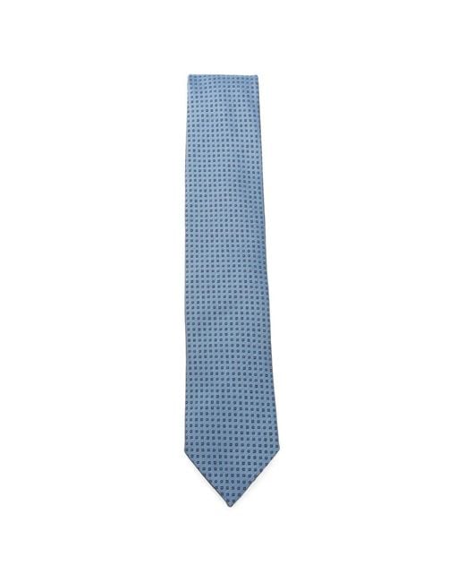 Zegna Blue Geometric-Print Tie for men