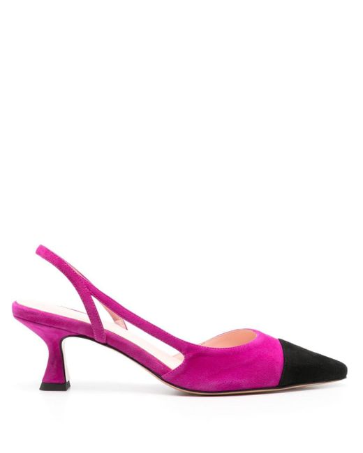 Anna F. Pink 70mm Slingback Suede Pumps