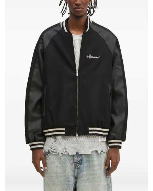 Represent Black Embroidered Bomber Jacket for men