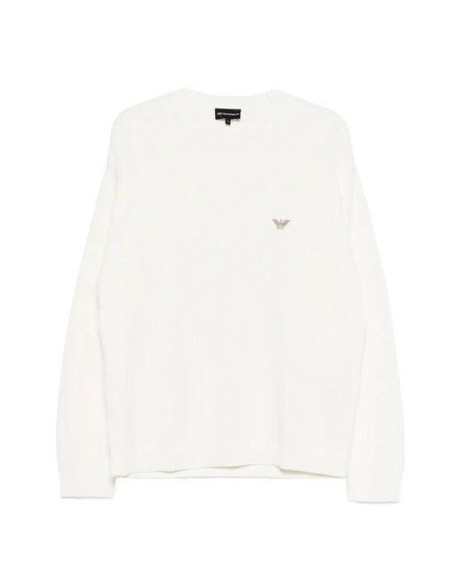 Emporio Armani White Logo-Patch Sweater for men