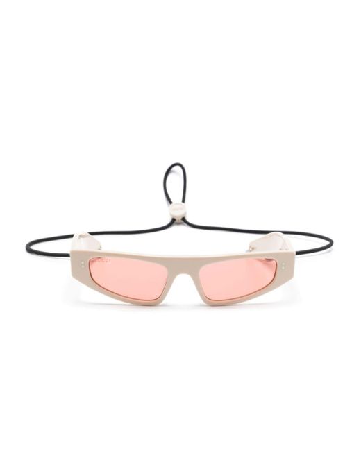 Gucci Pink Narrow Shield-frame Sunglasses
