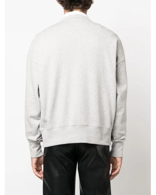 McQueen Gray Logo-Embroidered Cotton Hoodie for men