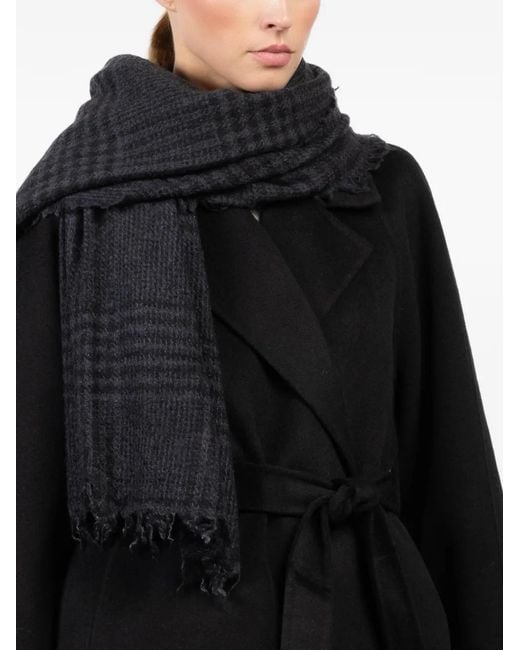 Faliero Sarti Black Principe Frayed Scarf