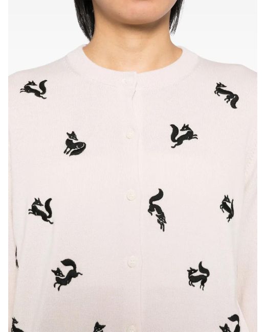 Maison Kitsuné Natural Fox Embroidered Cardigan