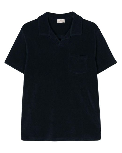 Altea Black Towelling-finish Polo Shirt for men